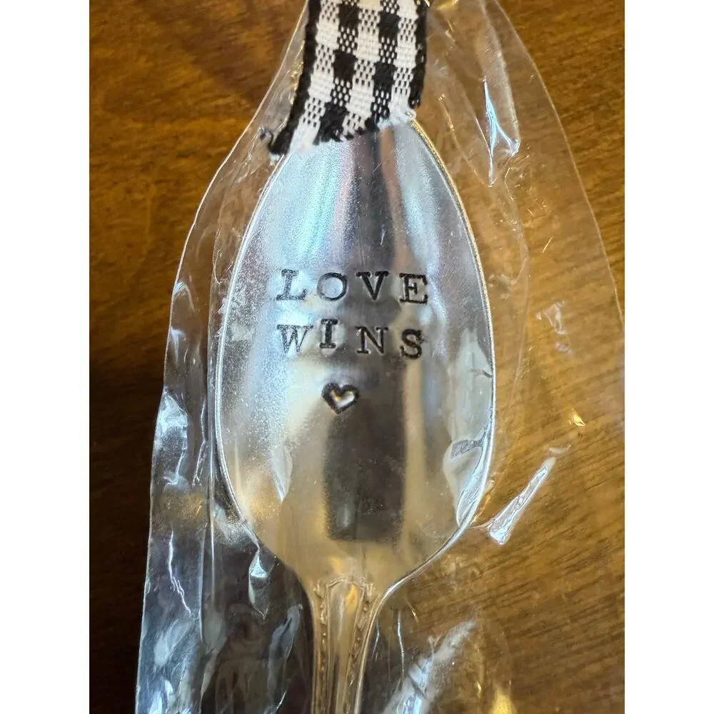 NEW Love Wins Hand Stamped Sugar Spoon